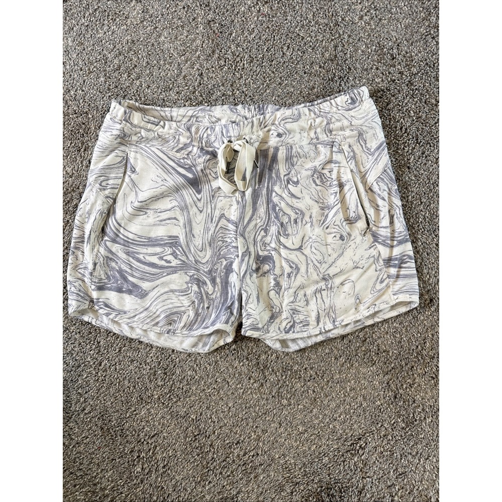 Freely Women's Shorts Marble Print White & Purple‎ Size XL